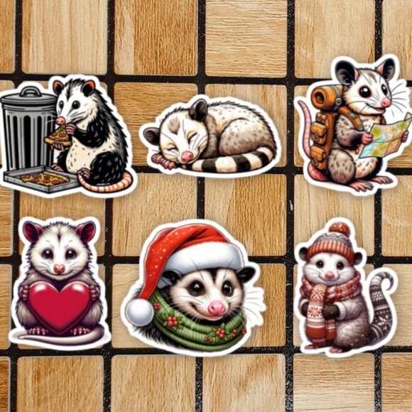 Opossum Sticker Pack of 6 Vinyl Stickers - Waterproof Die Cut Possum Sticker - Picture 1 of 4